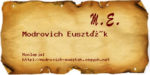 Modrovich Euszták névjegykártya